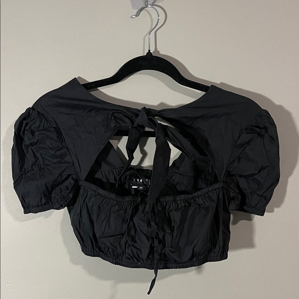 I AM GIA Black Tie-Back Crop Top